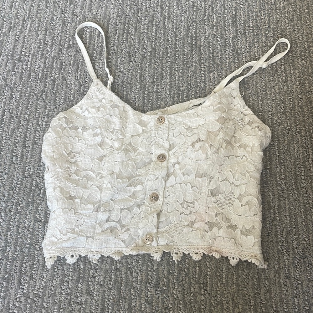 White lace crop top